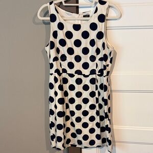 J. Crew Navy Polka Dot Sleeveless Fit-and-Flare Dress